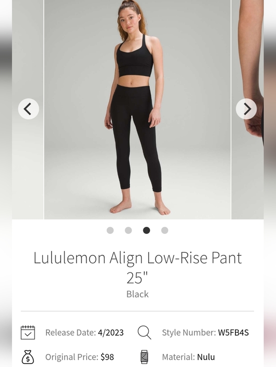 lululemon athletica Pants - Lululemon Align Low-Rise Pant 25" Sz 6 Black